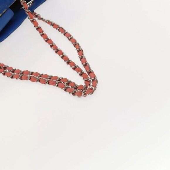 CHANEL Chain Tote Bag Patent leather Blue Silver CC - Picture 11 of 16